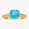 Fine Jewelry Gemstone 14k Gold Over Silver Cushion Cocktail Ring In Blue