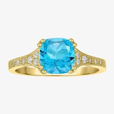 Fine Jewelry Gemstone 14k Gold Over Silver Cushion Cocktail Ring In Blue