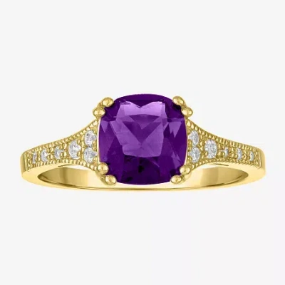 Fine Jewelry Gemstone 14k Gold Over Silver Cushion Cocktail Ring In Purple