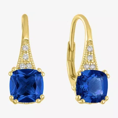 Fine Jewelry Gemstone 14k Gold Over Silver Cushion Drop Earrings