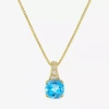 Fine Jewelry Gemstone 14k Gold Over Silver Cushion Pendant Necklace In Blue