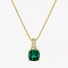Fine Jewelry Gemstone 14k Gold Over Silver Cushion Pendant Necklace In Green