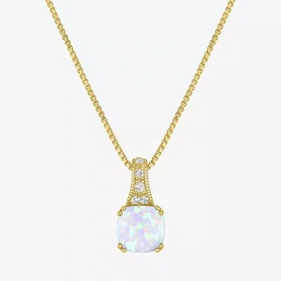 Fine Jewelry Gemstone 14k Gold Over Silver Cushion Pendant Necklace In Multi