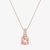 Fine Jewelry Gemstone 14k Gold Over Silver Cushion Pendant Necklace In Pink