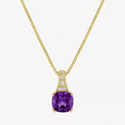 Fine Jewelry Gemstone 14k Gold Over Silver Cushion Pendant Necklace In Purple