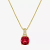 Fine Jewelry Gemstone 14k Gold Over Silver Cushion Pendant Necklace In Red