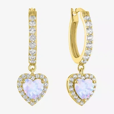 Fine Jewelry Gemstone 14k Gold Over Silver Heart Drop Earrings