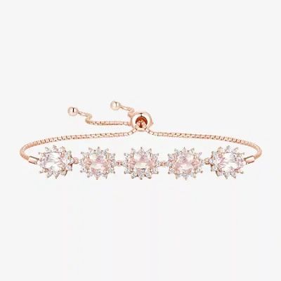 Fine Jewelry Gemstone 14k Gold Over Silver Oval Bolo Bracelet In Pink