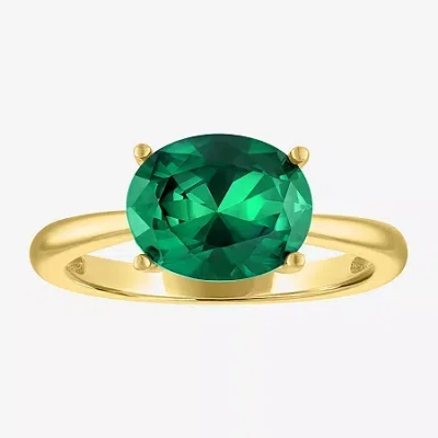 Fine Jewelry Gemstone 14k Gold Over Silver Oval Solitaire Cocktail Ring In Green
