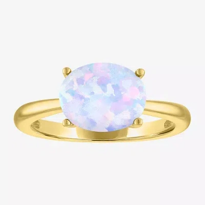 Fine Jewelry Gemstone 14k Gold Over Silver Oval Solitaire Cocktail Ring In White