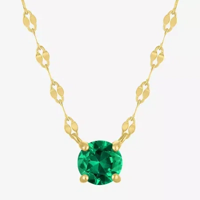 Fine Jewelry Gemstone 14k Gold Over Silver Round 18 Inch Pendant Necklace In Green