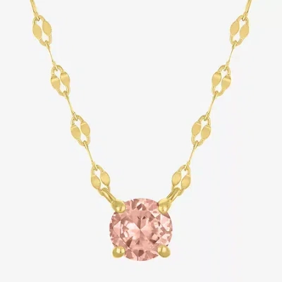 Fine Jewelry Gemstone 14k Gold Over Silver Round 18 Inch Pendant Necklace In Pink