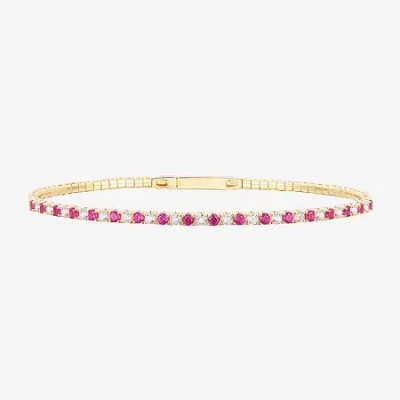 Fine Jewelry Gemstone 14k Gold Over Silver Sterling Silver Bangle Bracelet In Red