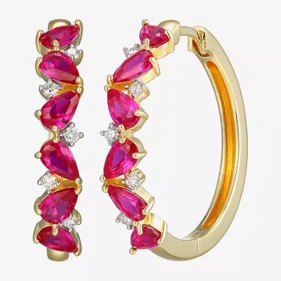 Fine Jewelry Gemstone 18k Gold Over Silver 25mm Hoop Earrings