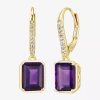 Fine Jewelry Gemstone 18k Gold Over Silver Drop Earrings In Purple