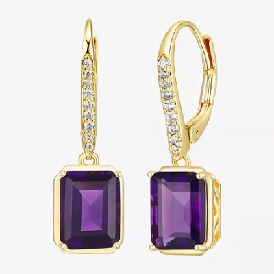 Fine Jewelry Gemstone 18k Gold Over Silver Drop Earrings In Purple