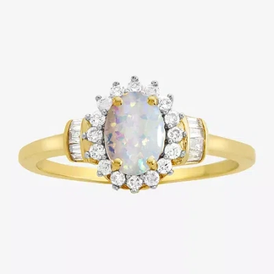 Fine Jewelry Gemstone & 1/4 C.t. T.w. Diamond 10k Gold Oval Halo Cocktail Ring In Multi