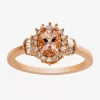 Fine Jewelry Gemstone & 1/4 C.t. T.w. Diamond 10k Gold Oval Halo Cocktail Ring In Pink