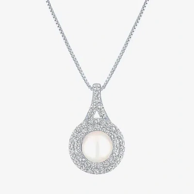 Fine Jewelry Gemstone & Lab-created White Sapphire Sterling Silver Halo Pendant Necklace