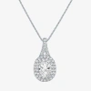 Fine Jewelry Gemstone & Lab-created White Sapphire Sterling Silver Halo Pendant Necklace In White