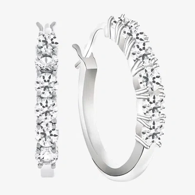 Fine Jewelry Gemstone & Lab-created White Sapphire Sterling Silver Hoop Earrings