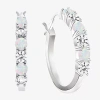 Fine Jewelry Gemstone & Lab-created White Sapphire Sterling Silver Hoop Earrings In Multi