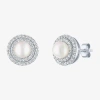 Fine Jewelry Gemstone & Lab-created White Sapphire Sterling Silver Oval Double Halo Stud Earrings In White