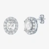 Fine Jewelry Gemstone Oval Sterling Silver 10mm Oval Stud Earrings In White