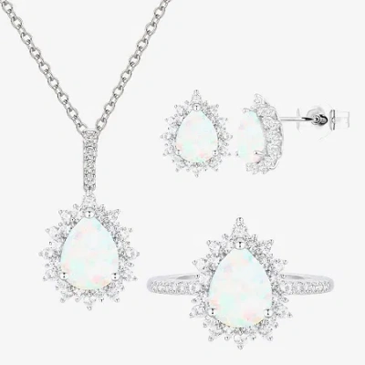 Fine Jewelry Gemstone Pear 3-pc. Pendant Necklace Set In White