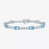 Fine Jewelry Gemstone Pure Silver Over Brass Tennis Bracelet In Blue