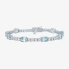 Fine Jewelry Gemstone Pure Silver Over Brass Tennis Bracelet In Blue