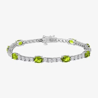 Fine Jewelry Gemstone Pure Silver Over Brass Tennis Bracelet In Green