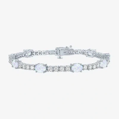 Fine Jewelry Gemstone Pure Silver Over Brass Tennis Bracelet In Multi