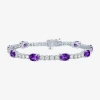 Fine Jewelry Gemstone Pure Silver Over Brass Tennis Bracelet In Purple