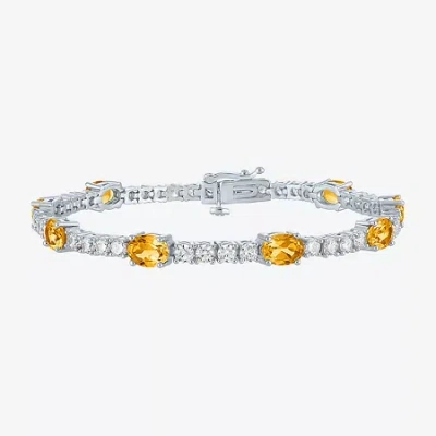 Fine Jewelry Gemstone Pure Silver Over Brass Tennis Bracelet In Yellow