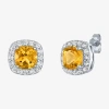 Fine Jewelry Gemstone Sterling Silver 10mm Cushion Stud Earrings In Yellow