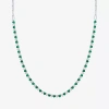 Fine Jewelry Gemstone Sterling Silver 18 Inch Tennis Necklace In Green