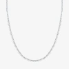 Fine Jewelry Gemstone Sterling Silver 18 Inch Tennis Necklace In White