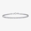 Fine Jewelry Gemstone Sterling Silver 7.25 Inch Tennis Bracelet In White