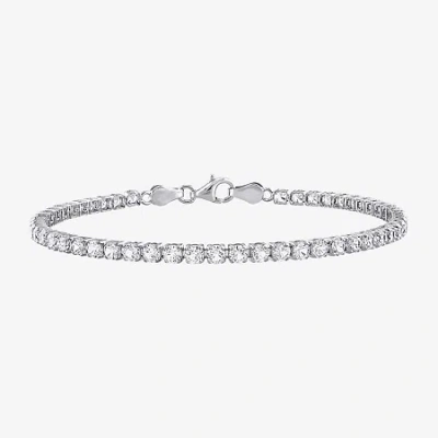 Fine Jewelry Gemstone Sterling Silver 7.25 Inch Tennis Bracelet In White