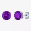 Fine Jewelry Gemstone Sterling Silver 7mm Stud Earrings In Purple