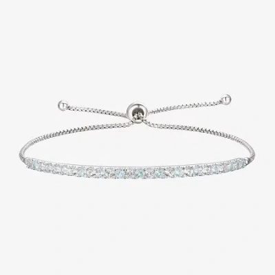 Fine Jewelry Gemstone Sterling Silver Bolo Bracelet In Blue