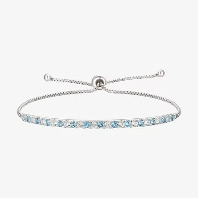 Fine Jewelry Gemstone Sterling Silver Bolo Bracelet In Blue