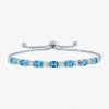 Fine Jewelry Gemstone Sterling Silver Bolo Bracelet In Blue