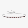 Fine Jewelry Gemstone Sterling Silver Bolo Bracelet In Burgundy