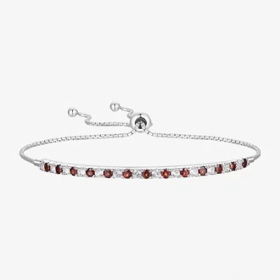 Fine Jewelry Gemstone Sterling Silver Bolo Bracelet In Burgundy