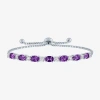 Fine Jewelry Gemstone Sterling Silver Bolo Bracelet In Purple