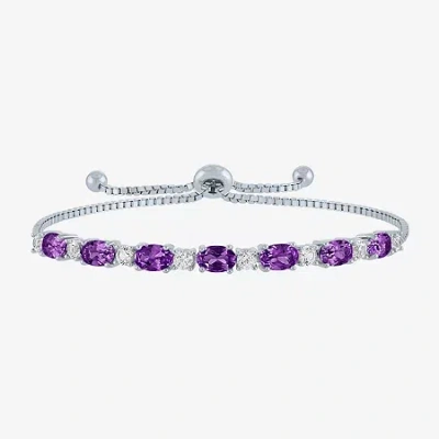 Fine Jewelry Gemstone Sterling Silver Bolo Bracelet In Purple