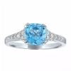 Fine Jewelry Gemstone Sterling Silver Cushion Cocktail Ring In Blue