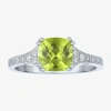 Fine Jewelry Gemstone Sterling Silver Cushion Cocktail Ring In Green